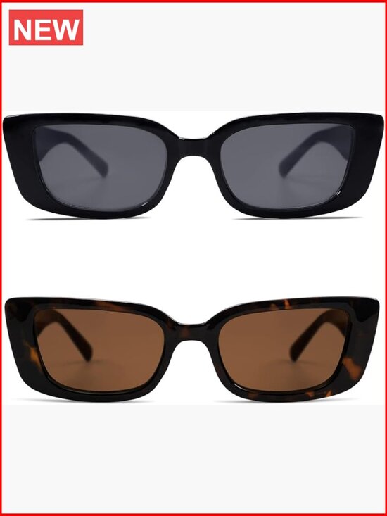 Rectangle Sunglasses 90s Retro Y2K Vintage Square Shades UV Protection